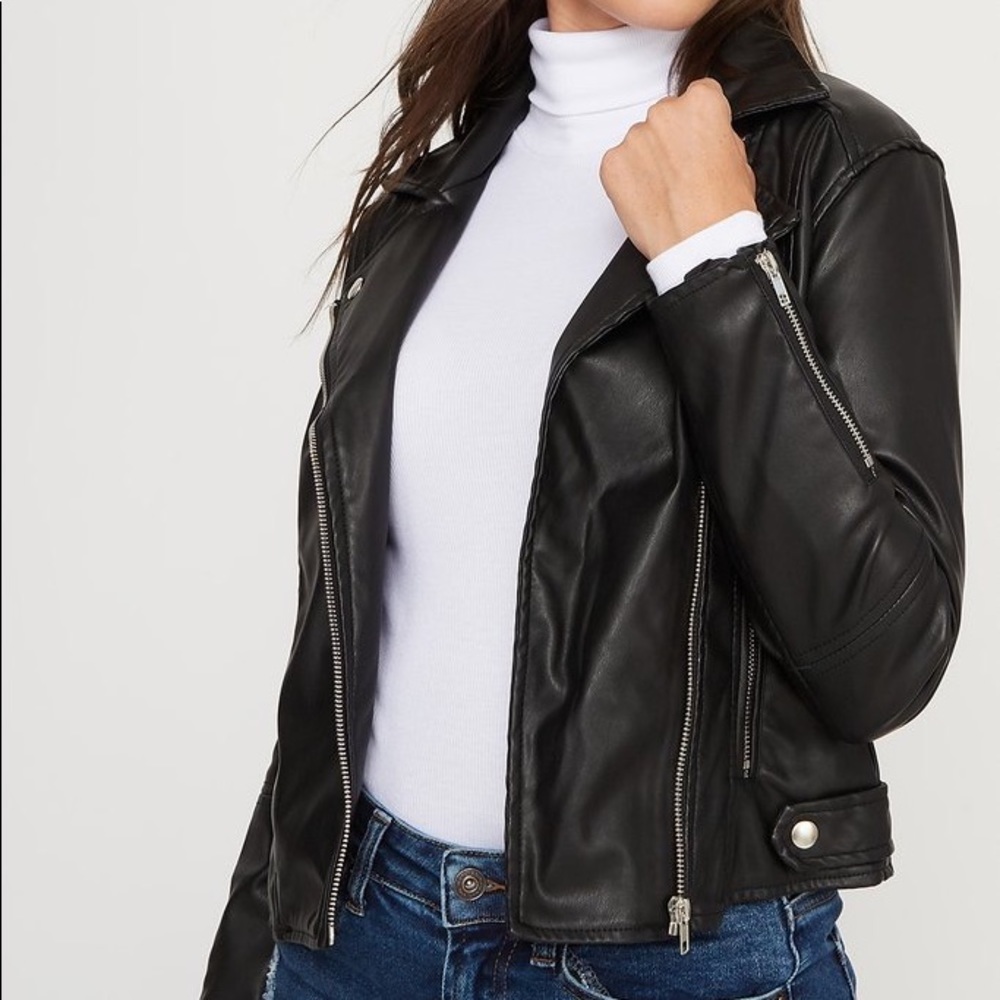 NWT Black Faux-leather biker jacket